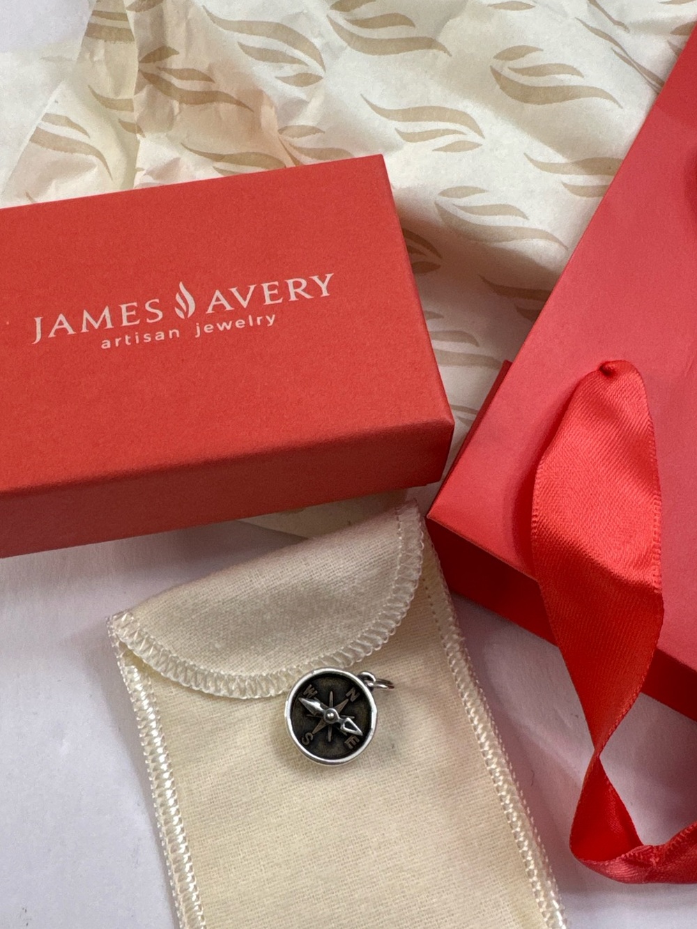 James Avery Retired Point The Way 3D Compass Sterling & Bronze Uncut Loop